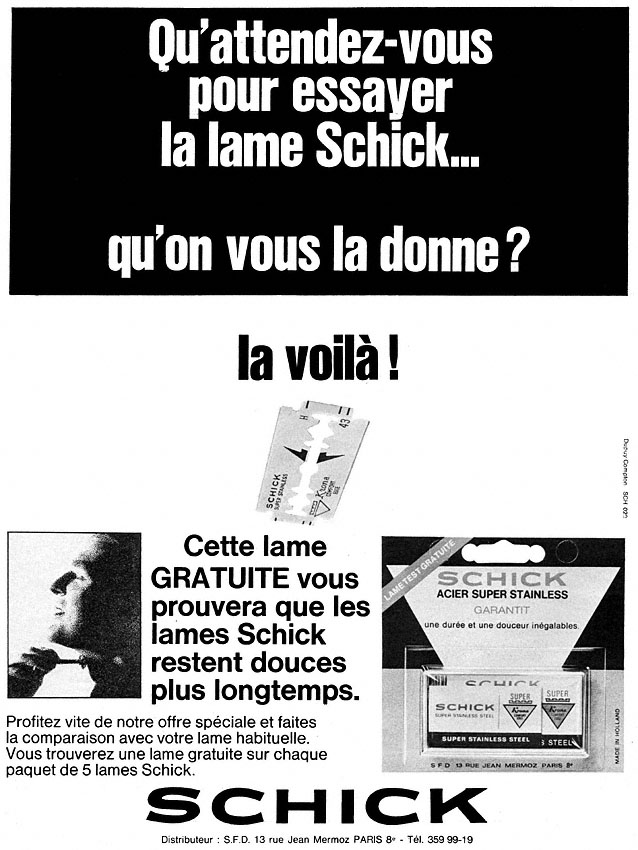 Publicité Schick 1968