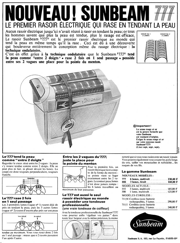 Publicit� Sunbeam 1965