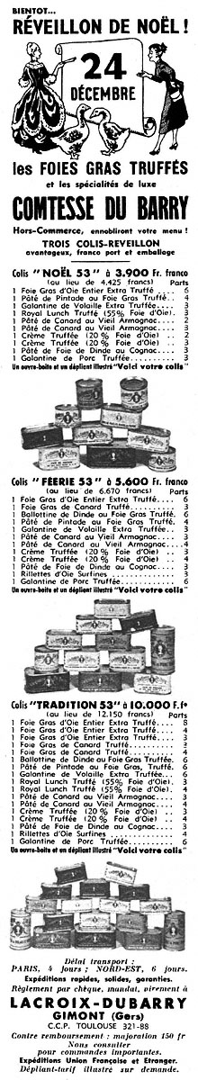 Publicité Comtesse du Barry 1953