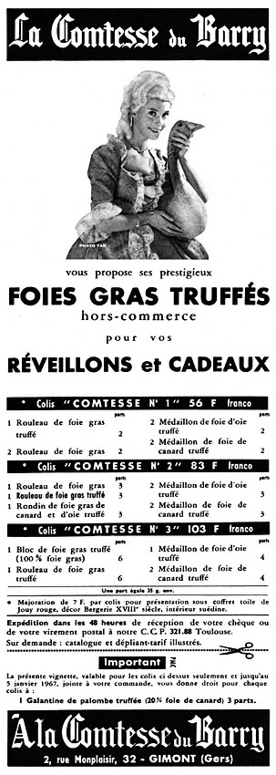 Publicit� Comtesse du Barry 1966