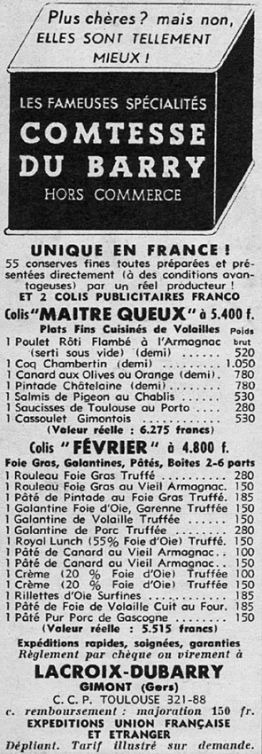 Publicité Du Barry 1954