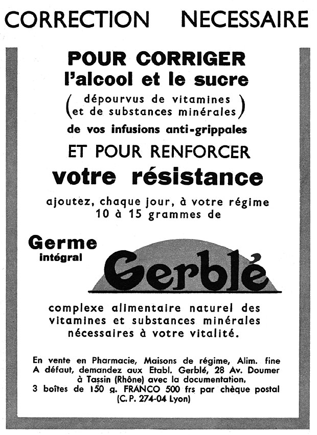 Publicité Gerbl 1957