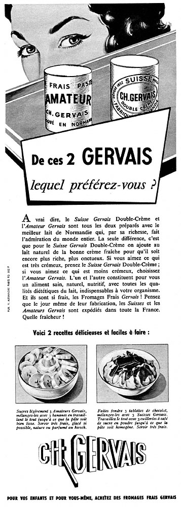 Publicité Gervais 1959