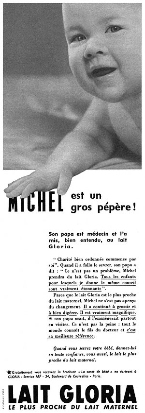 Publicité Gloria 1955