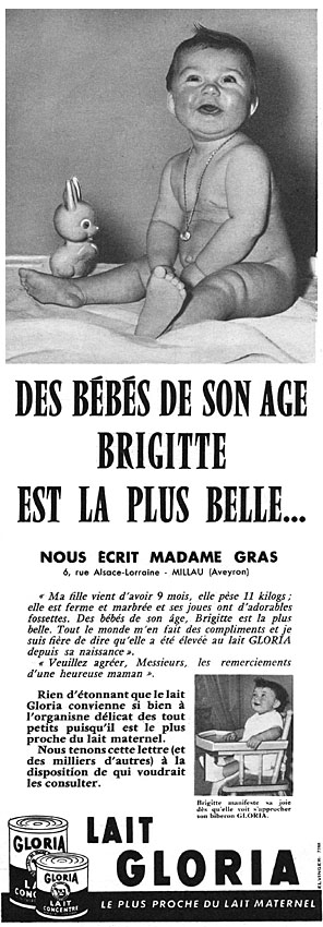 Publicité Gloria 1956