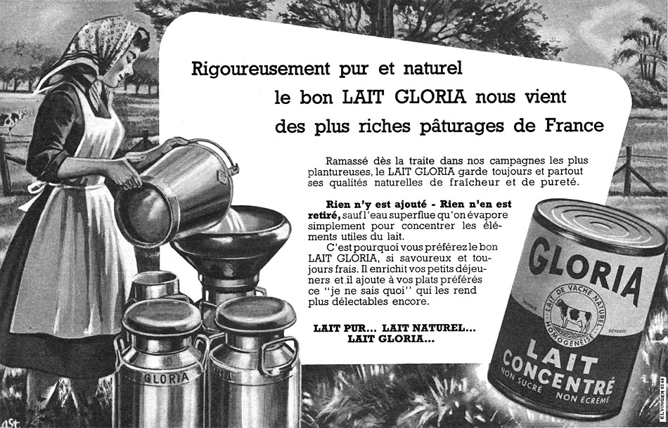 Publicité Gloria 1957
