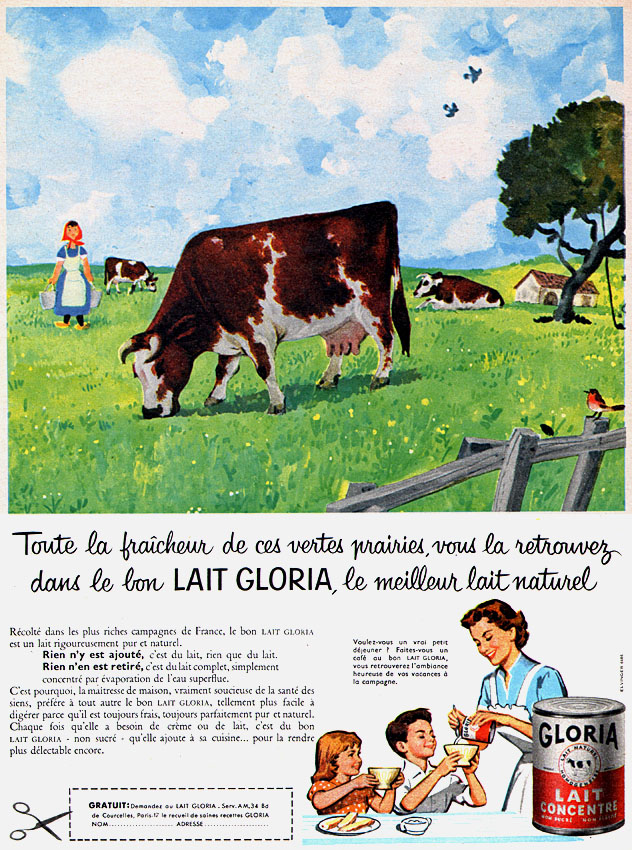 Publicité Gloria 1958