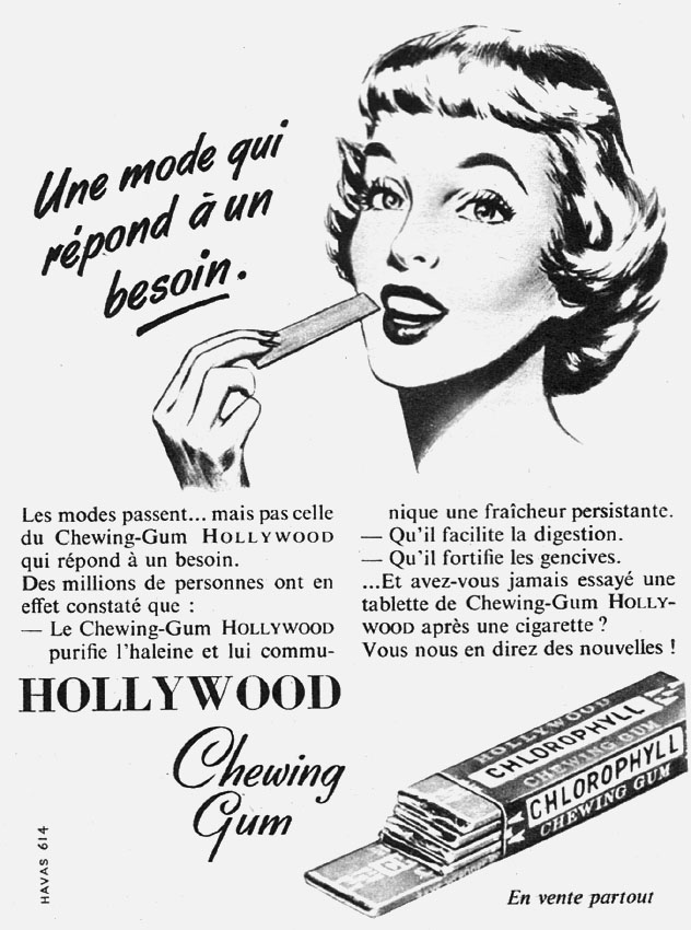 Publicité Hollywood 1955