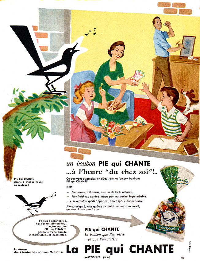 Publicité La pie qui chante 1957