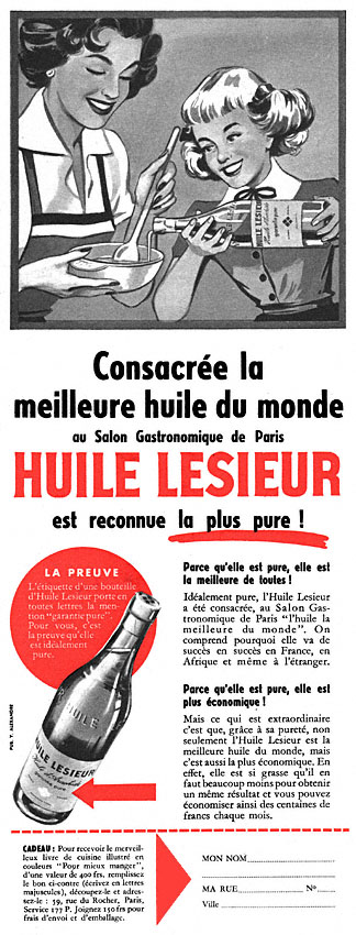 Publicité Lesieur 1954