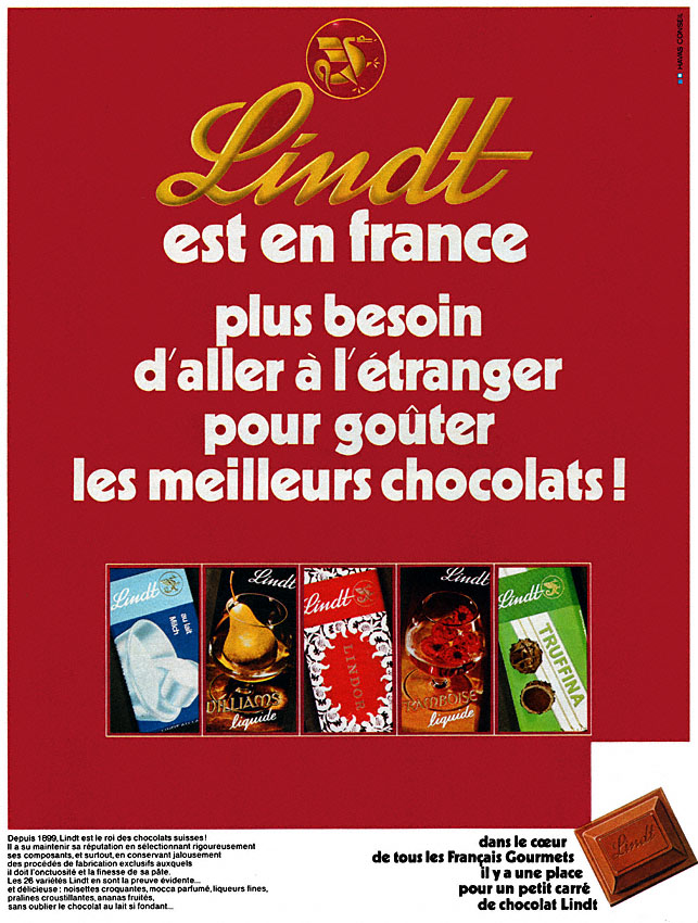 Publicité Lindt 1970