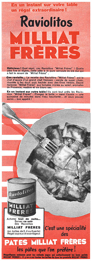 Publicité Milliat Frres 1957