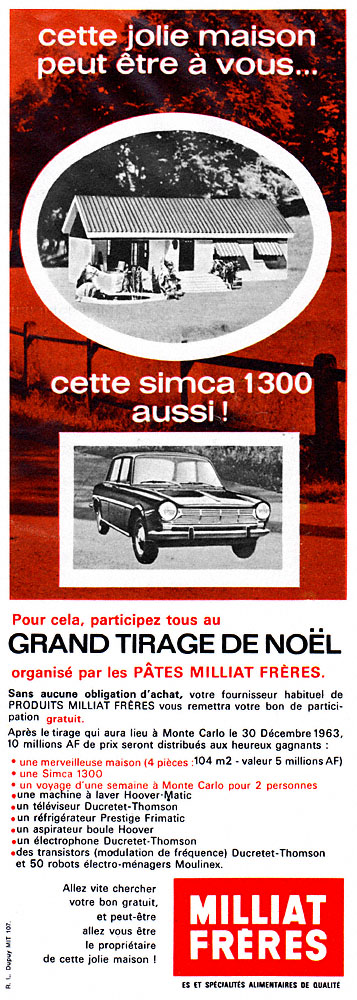 Publicité Milliat Frres 1963