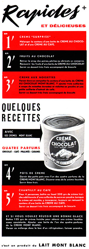 Publicité Mont Blanc 1957