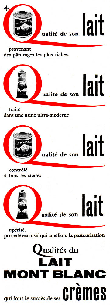 Publicité Mont Blanc 1958