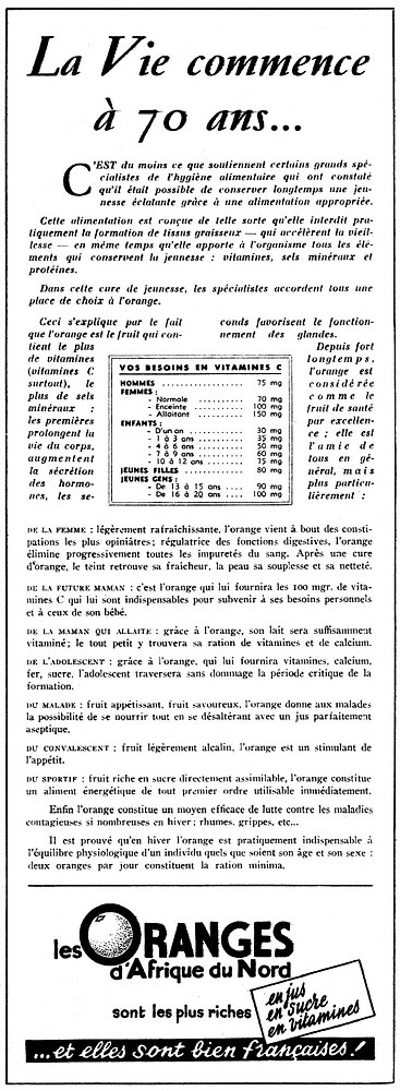 Publicité Orange 1950