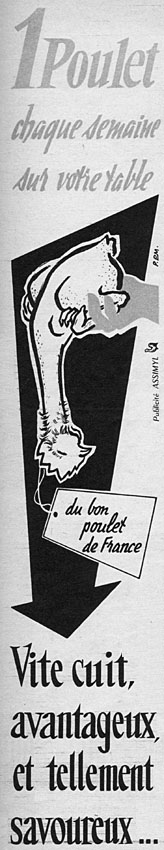 Publicité Poulet 1954