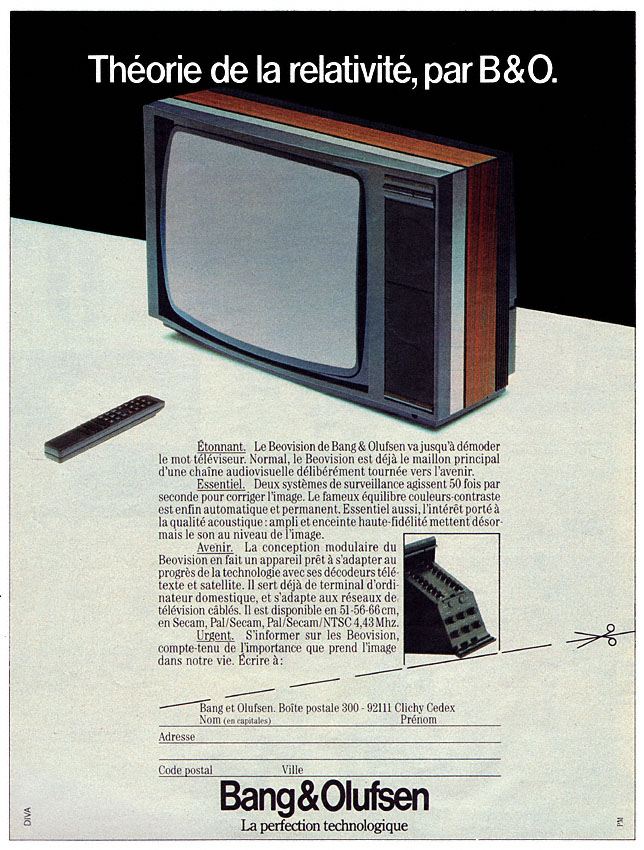 Publicité Bang & Olufsen 1983