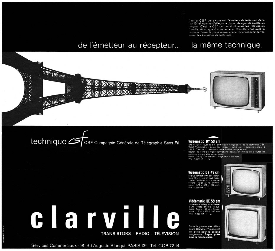 Publicité Clarville 1962