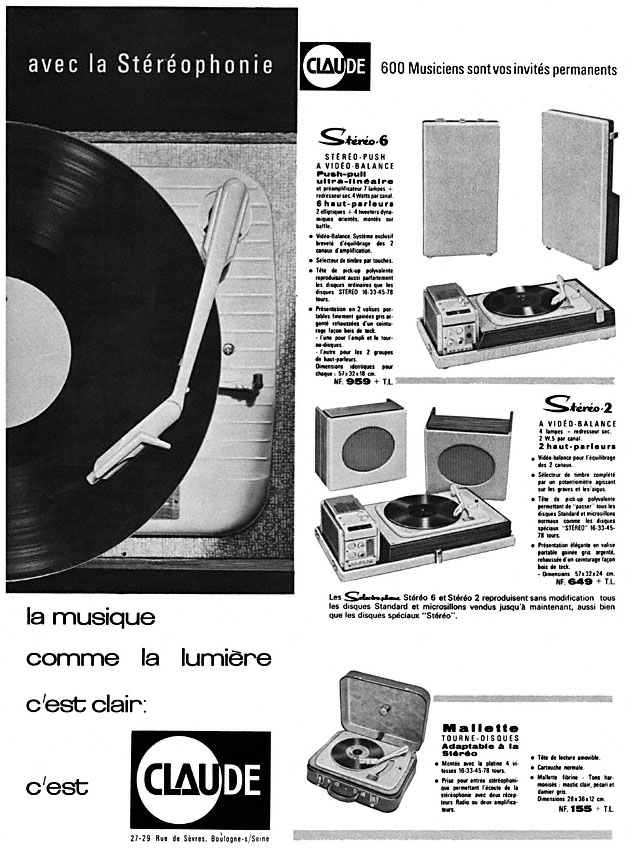 Publicité Claude 1962