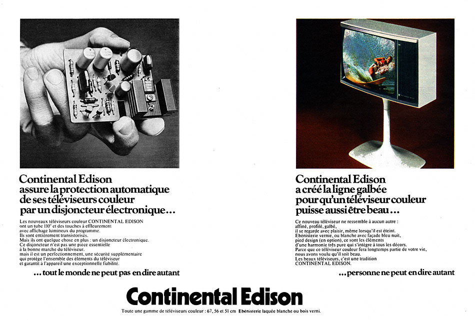 Publicité Continental Edison 1974