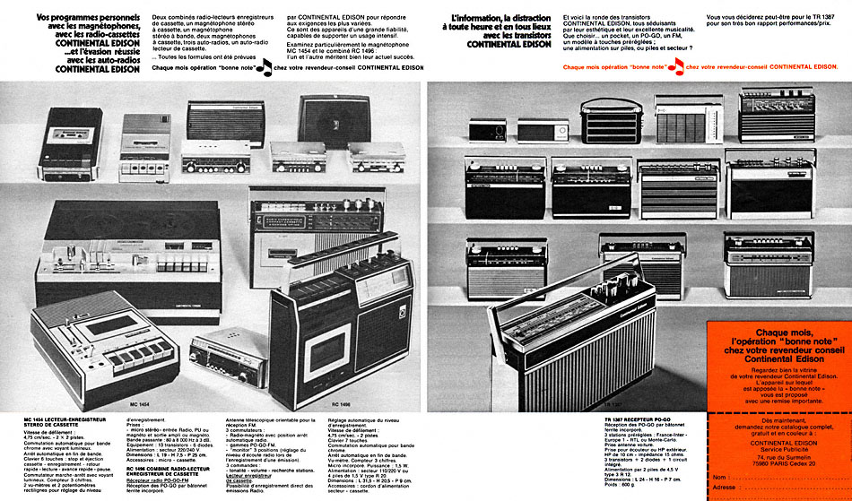 Publicité Continental Edison 1974