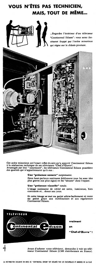 Publicité Continental Edison 1958