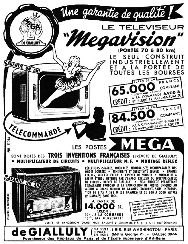 Publicité De Gialluly 1954