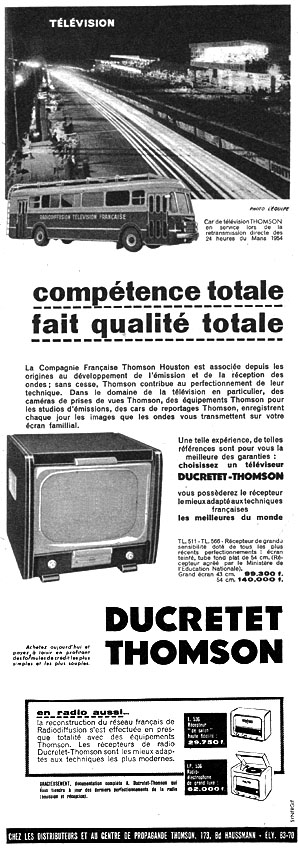 Publicité Ducretet-Thomson 1954