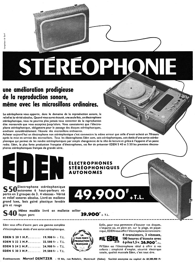 Publicité Eden 1959