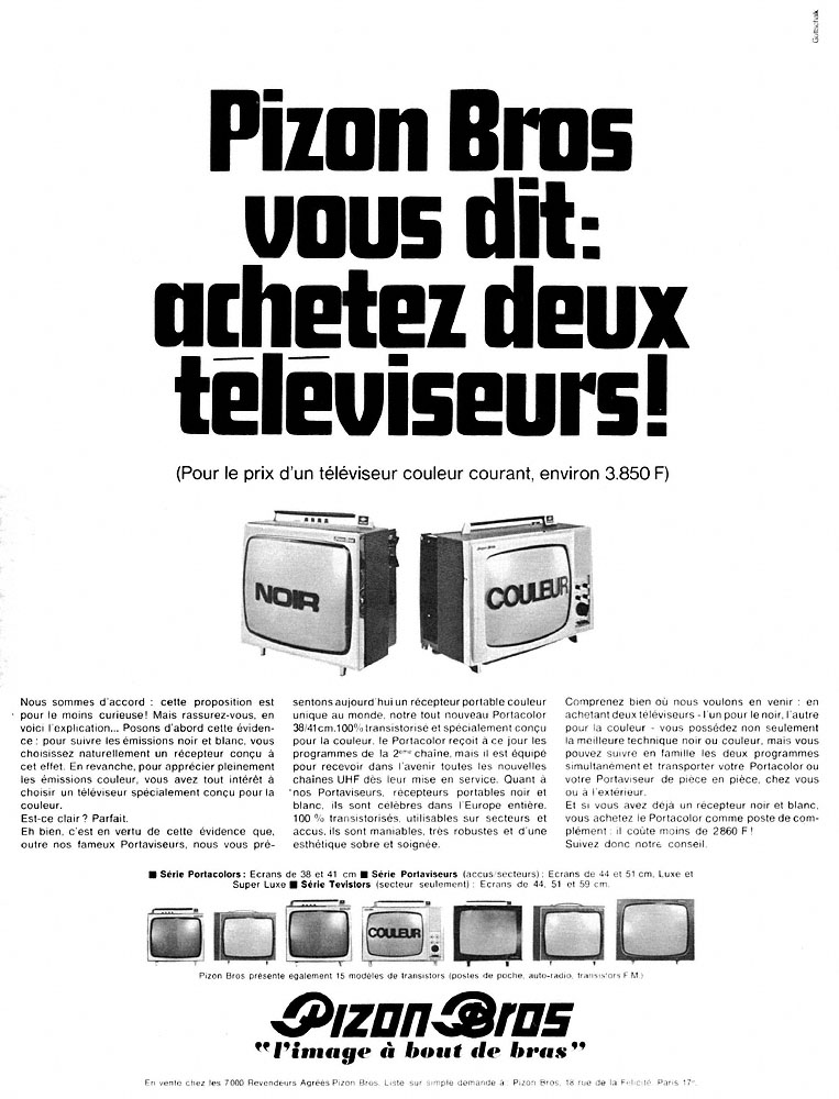 Publicit� Pizon Bros 1969