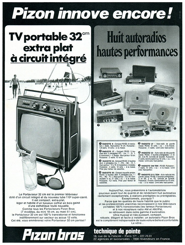 Publicit� Pizon Bros 1970
