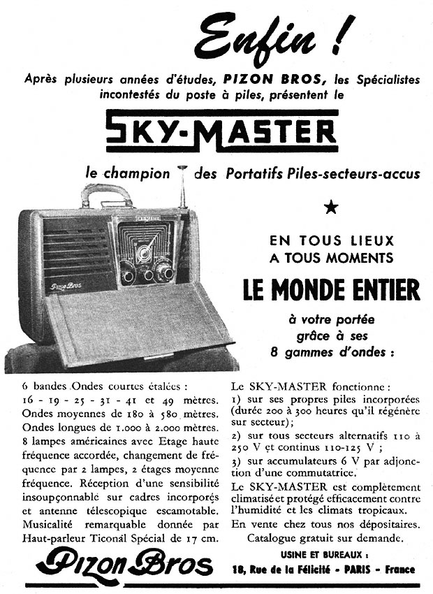 Publicité Pizon Bros 1952