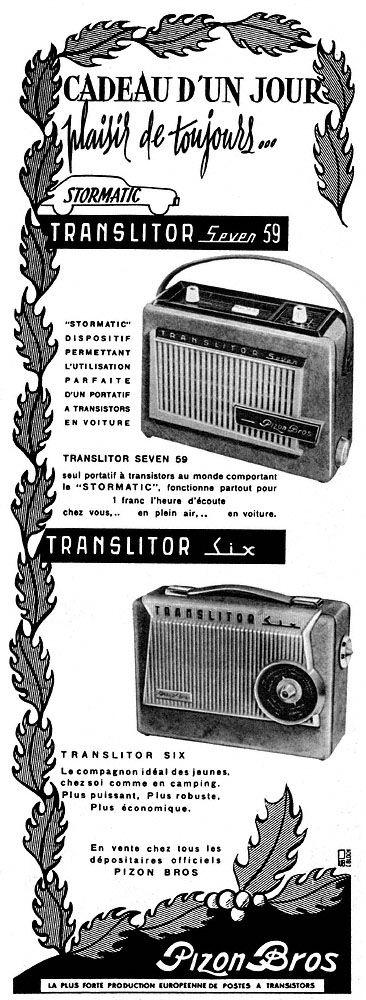 Publicité Pizon Bros 1958