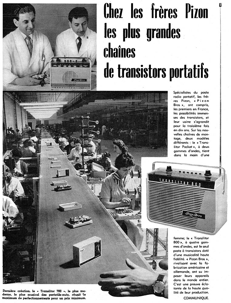 Publicité Pizon Bros 1960