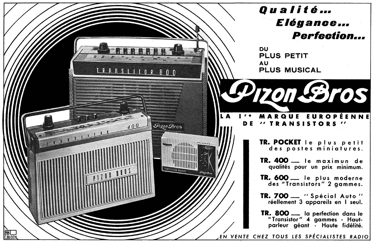 Publicité Pizon Bros 1960
