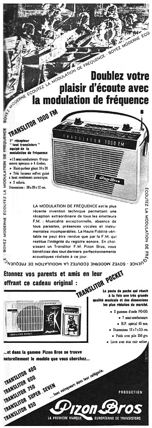 Publicité Pizon Bros 1961