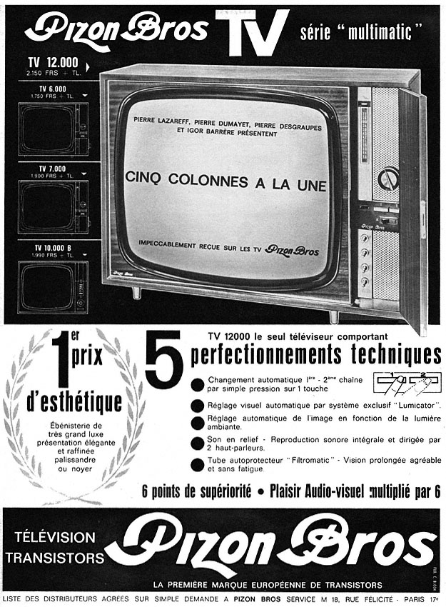 Publicité Pizon Bros 1963