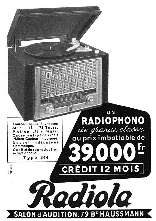 Publicité Radiola 1953