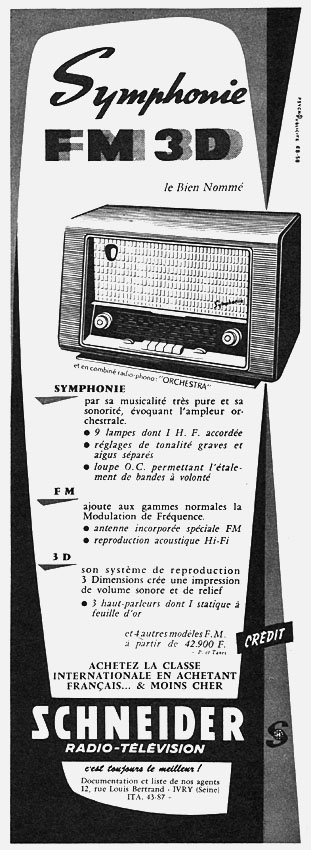 Publicité Schneider 1958