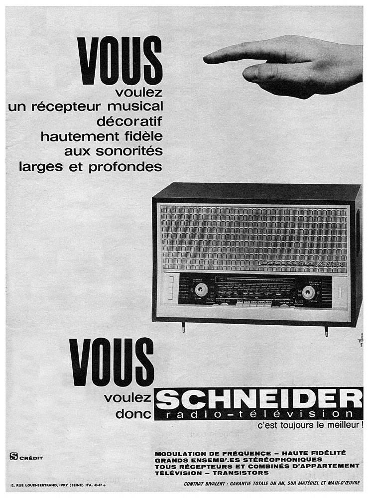 Publicité Schneider 1961