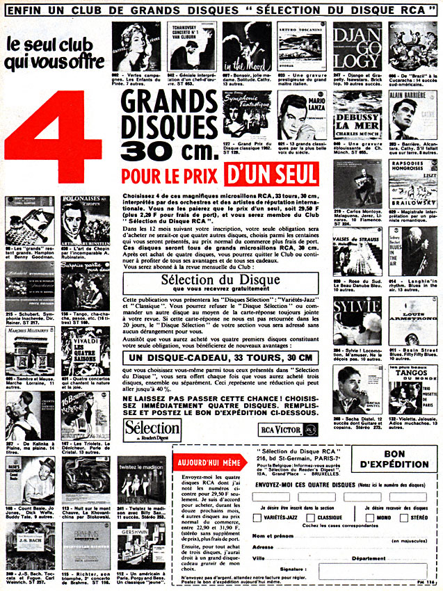 Publicité Slection RCA 1963