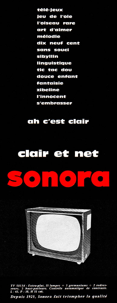 Publicité Sonora 1960