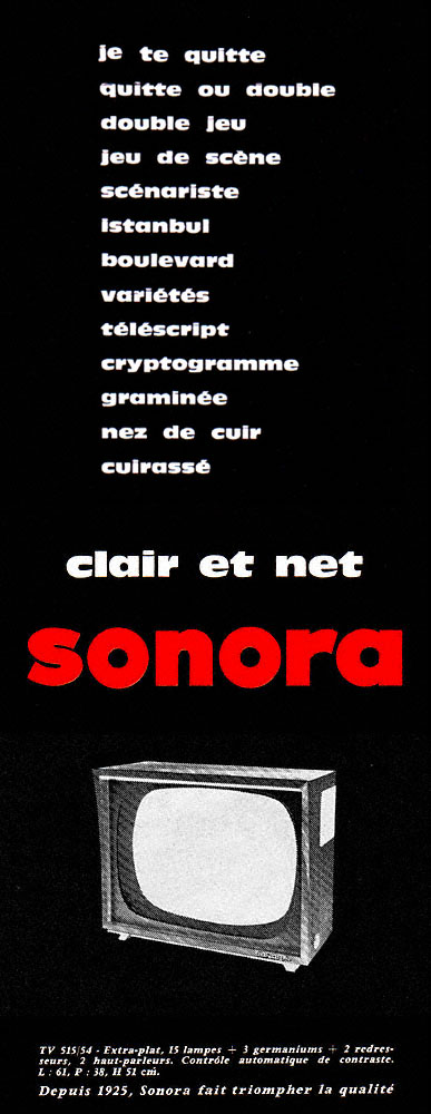 Publicité Sonora 1960