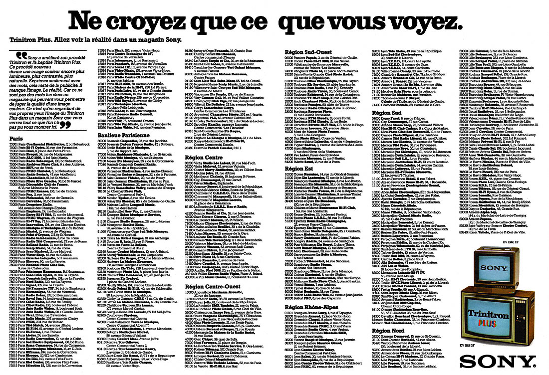 Publicité Sony 1976