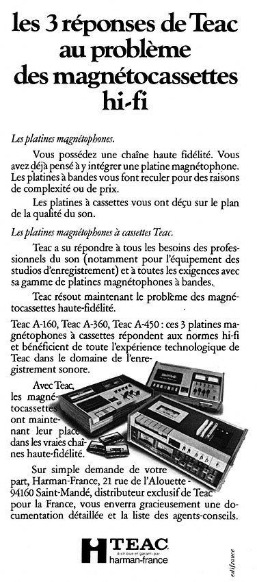 Publicité Teac 1974