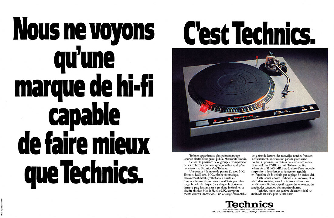 Publicité Technics 1979