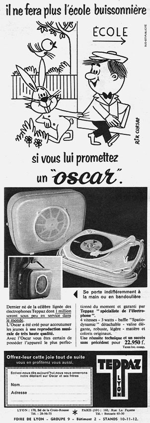 Publicité Teppaz 1959