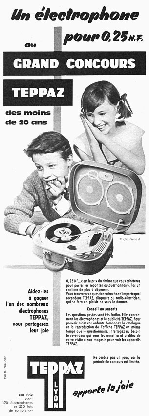 Publicité Teppaz 1960