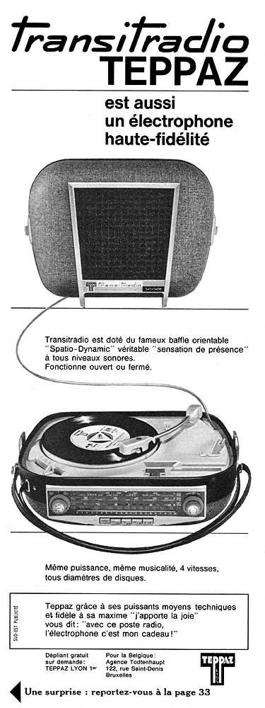 Publicité Teppaz 1963